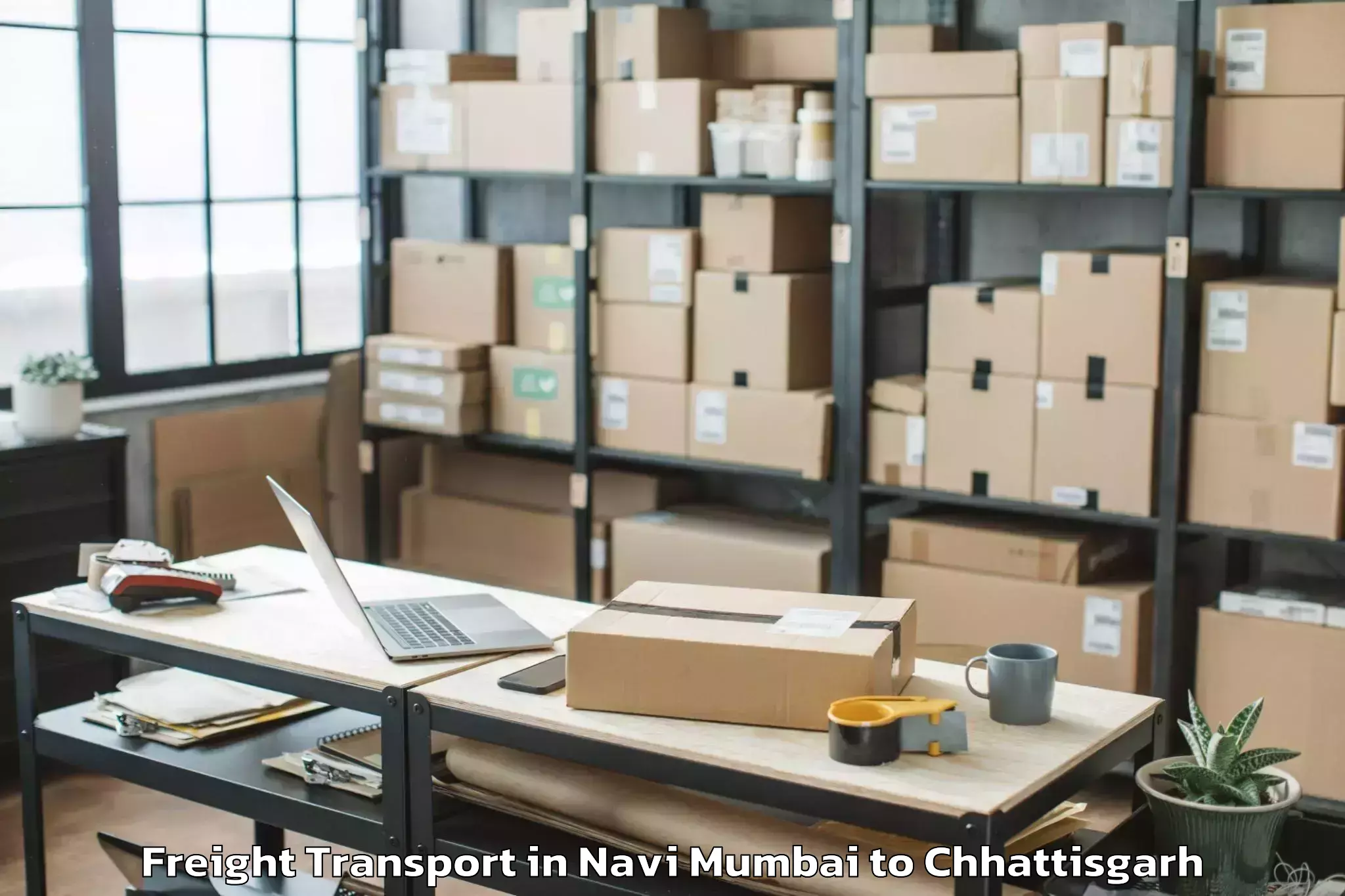 Hassle-Free Navi Mumbai to Bhalai Freight Transport